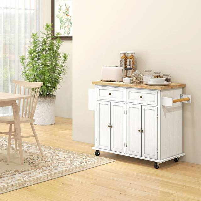 Borowski Wood Kitchen Island - White (10cm W X 10cm D)