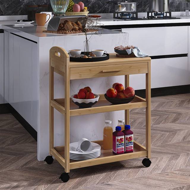 Iesha Wood Kitchen Island - Beige (10cm W X 10cm D)