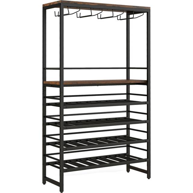 Freestanding Wine Rack with 4-Tier Wine Storage and Stemware Racks