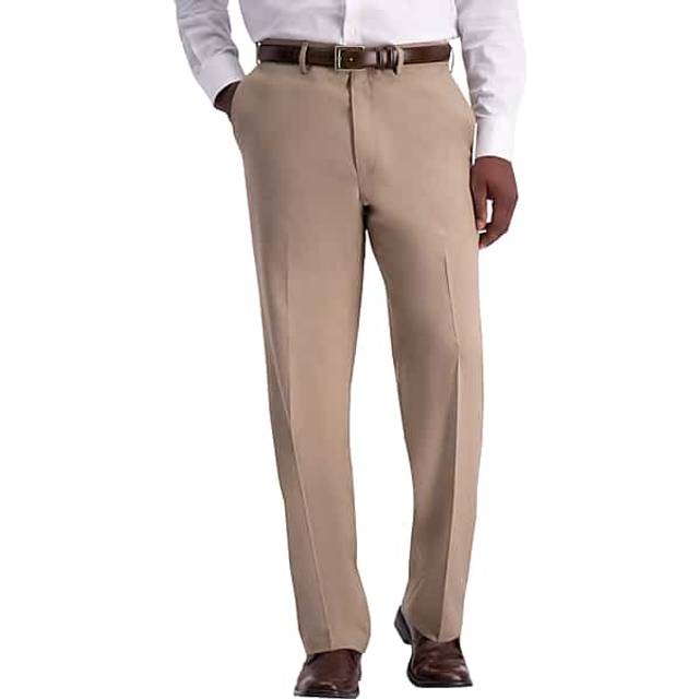 Haggar Men's Premium Comfort Classic Fit Flat Front Dress Pant Med Khaki - Size: 38W x 29L