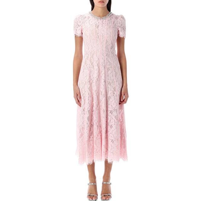 Embellished Lace Midi Dress - PINK - 6