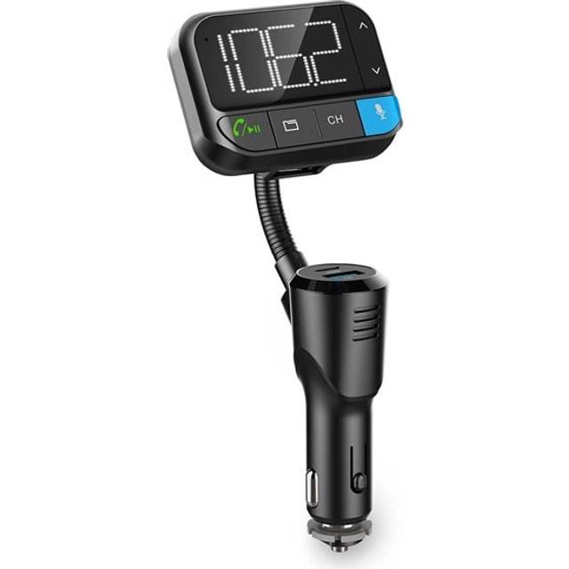 FM-sändare för bilen BT/handsfreesamtal/Snabbladdning/2xUSB-C/Google Assistant/Siri