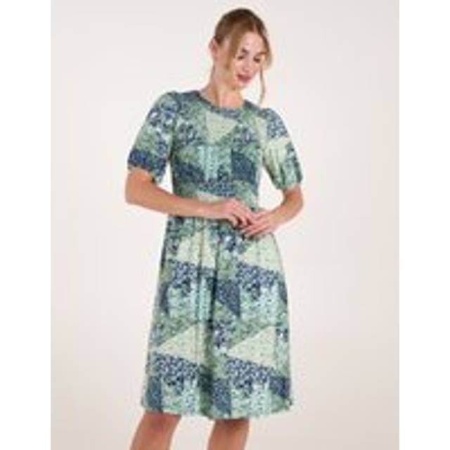 Blue Vanilla Women's Blue Patchwork Floral Shirred Mini Dress New Look - L/XL