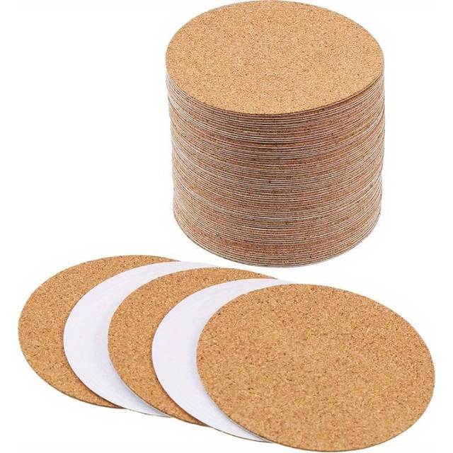 TEMU 30pcs Self-adhesive Cork Mat For Cafe, Round Cork Mat, Coaster Cork Back Panel For Coaster And Handmade Diy Craft Materials