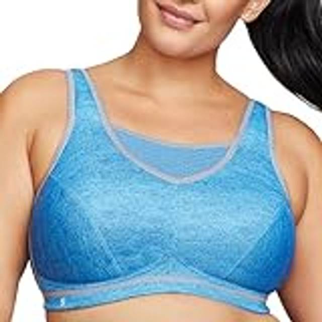Glamorise Full Figure Plus Size No-Bounce Camisole Wirefree Sports Bra - Light Denim