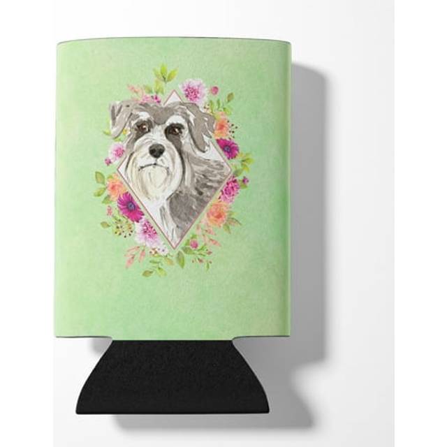 """""Caroline's Treasures CK4375CC Schnauzer #1 Green Flowers Can or Bottle Hugger cold-beverage-koozies  12 oz  Multicolor"""""