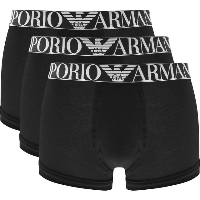Emporio Armani 3 Pack of Eagle Logo Boxers - Black