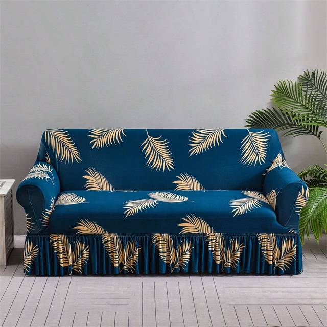 SHEIN 1pc Sofa Cover, Flounce Design, Non-Slip Stretch Silky Fabric With Floral Prints, Suitable For 1/2/3/4 Seater Sofas, Pet-Friendly, Suitable For Spring