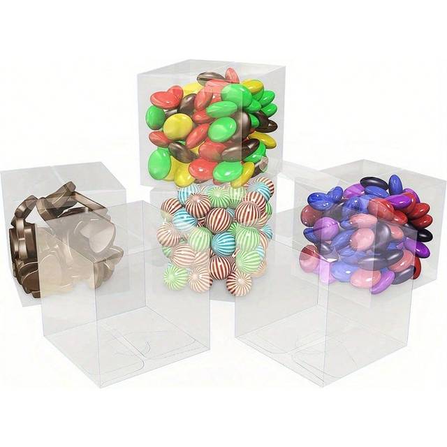 SHEIN 200 PVC Cube Box Wedding Favour Sweet Cake Gift Transparent Plastic Candy Box