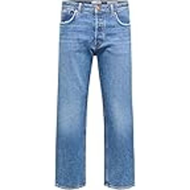 SELECTED HOMME Herr SLHLOOSE-Kobe 24303 MB tvättad JNS W NOOS jeansbyxor, Medium Blue Denim, 32/34, Mellanblå denim, 32W x 34L
