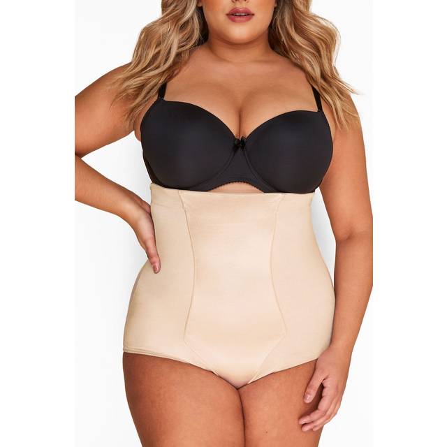 Yours Satin Control Hi Waist Brief - Nude, Nude, Size 22-24, Women