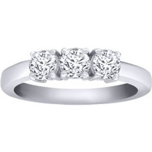 18ct White Gold 0.75ct Diamond 3 Stone Uniform Trilogy Ring 4mm - 18R945-075