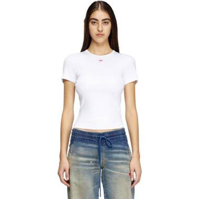 Diesel T-ele-long-d Small Logo T-shirt - White, White, Size M, Women