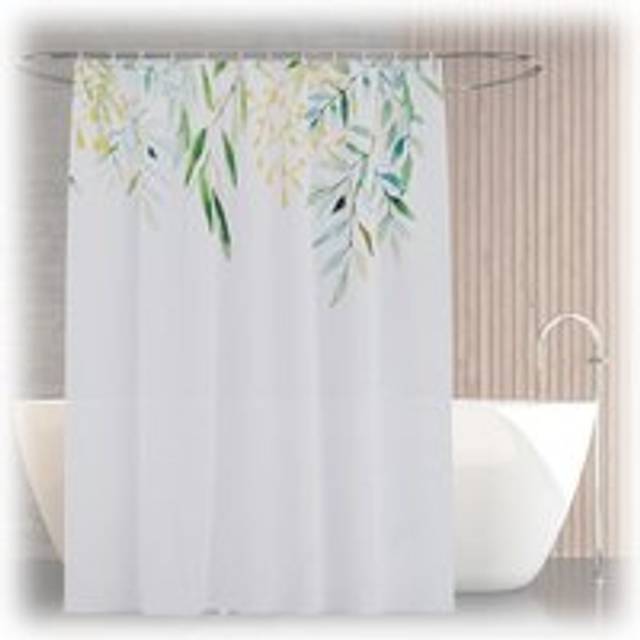 Relaxdays Shower Curtain, Plant Design, 180 x 200 cm, Mould Resistant, Washable, 12 Rings, for Bathtub, Multicoloured