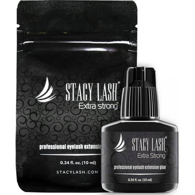 Extra Strong Eyelash Extension Glue Stacy Lash (0.34 fl.oz / 10 ml) / 0.5-1 Sec Dry/Retention - 8 Weeks/Black Adhesive/Professional Supplies