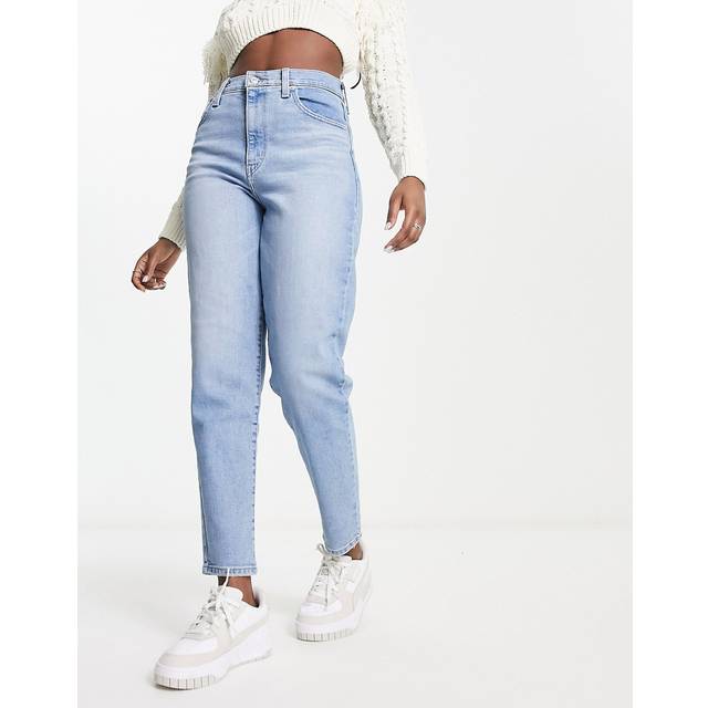 Levi's – Mellanblå, tvättade mom shorts med hög midja