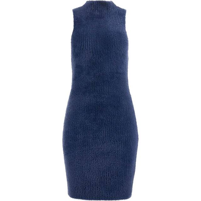 Guess Fuzzy Yarn Sweater Mini Dress - Blue