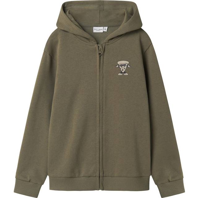 Name It Cardigan m. Huva - NkmVallen - Dusty Olive/Pizza - Name It - 6 år (116) - Cardigan