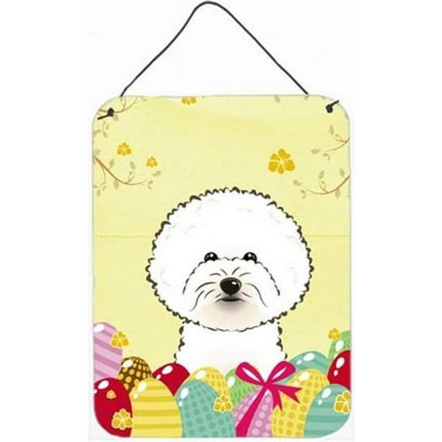 """""Caroline's Treasures Bichon Frise Easter Egg Hunt Wall or Door Hanging Prints BB1899DS1216  16HX12W  Multicolor"""""