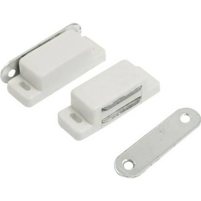 Pair Cupboard Cabinet Doors Plastic Magnetic Catch Latch White 1.8