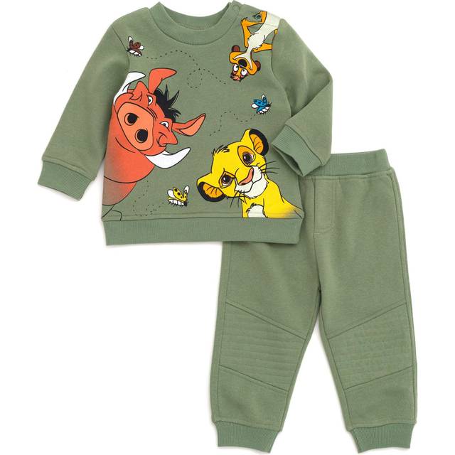 Disney Lion King Pumbaa Timon Simba Toddler Boys Fleece Sweatshirt and Pants Set Green 3T