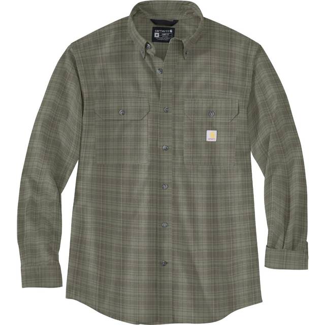 Carhartt Men's Loose Fit Midweight Chambray Long-Sleeve Plaid Shirt  Dusty Olive
