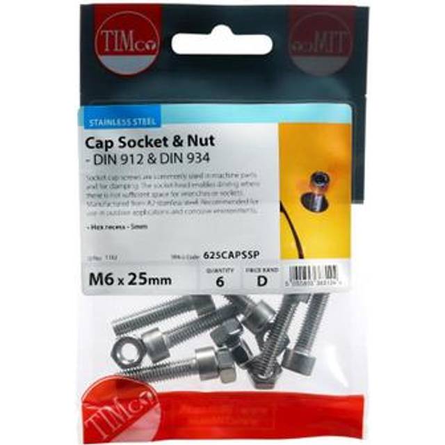 TIMCO Socket Screws & Hex Nuts Cap Stainless Steel - 625CAPSSP - Pack- you get 7