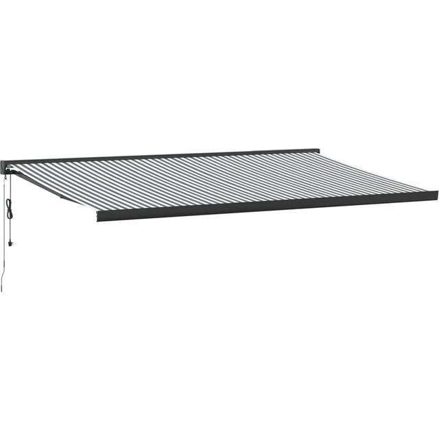 Markis infällbar antracit och vit 5x3 m tyg&aluminium