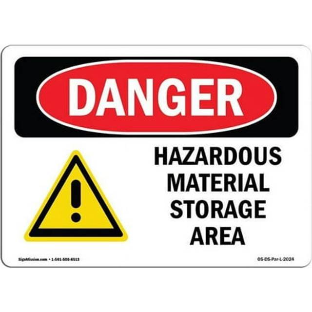 SignMission OS-DS-D-35-L-2024 OSHA Danger Sign - Hazardous Material Storage Area