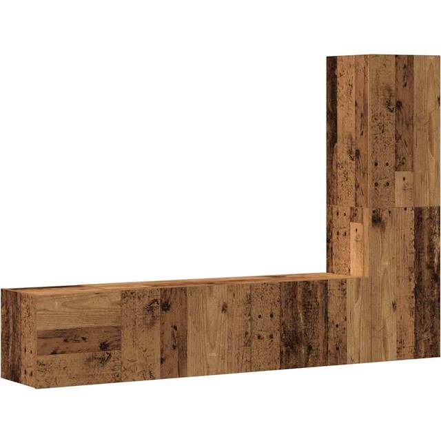 vidaXL Wall Mounted TV cabinets 3 pcs Old Wood Engineered Wood - Brown