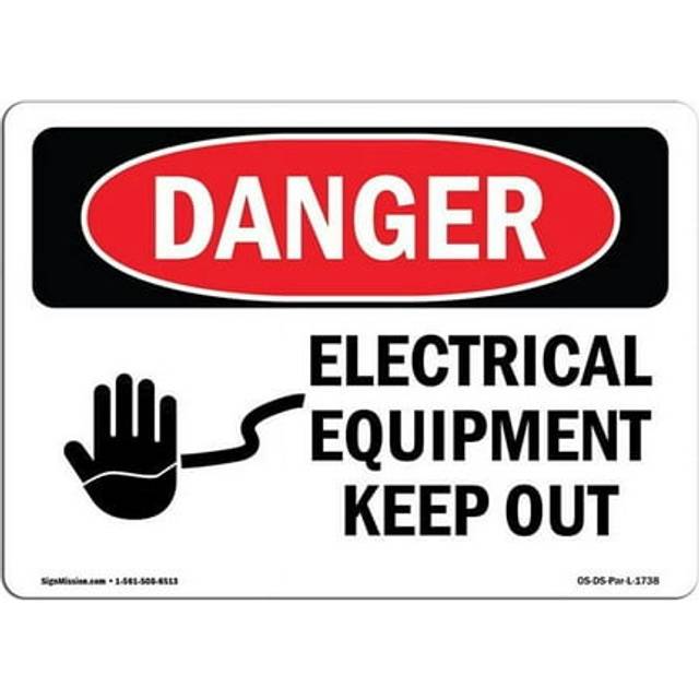 SignMission OS-DS-D-35-L-1738 OSHA Danger Sign - Electrical Equipment Keep Out