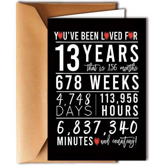 TEMU 13th Birthday Card For - Perfect Gift With '13 Years ' Envelope, Ideal For Him Or Her, Cute Table Decor