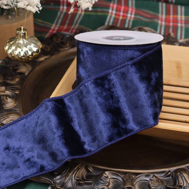 TEMU 5 Yards/roll 2.5" Wide Velvet Ribbon With Metal Wire - Teal, Blue, Black, Burgundy For Gift Wrapping, Bow Making & Christmas Decorations, Christmas Ribbon