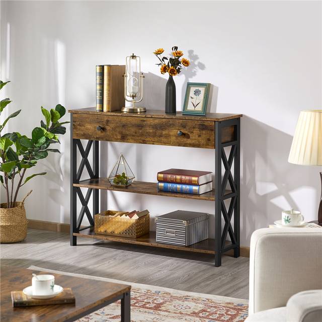 TEMU Yaheetech Console Table Modern Entryway Table With 1 Drawer And 2 Open Shelves Wood Doorway Table For Small Places, Entryway, Living Room