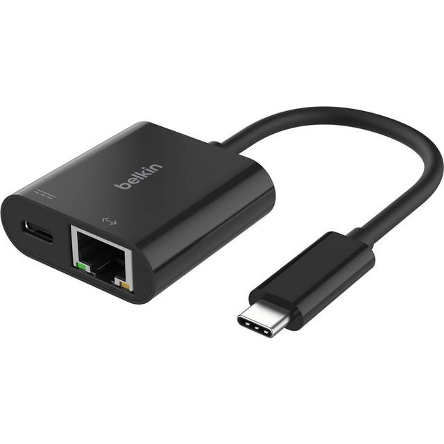 Belkin Connect USB-C till Ethernet + laddningsadapter 100 W med Gigabit Ethernet och USB-C - [10/100/1000] Mbit/s för snabb internetanslutning - Kompatibel med iPhone 15, Samsung Galaxy S24, m.fl.