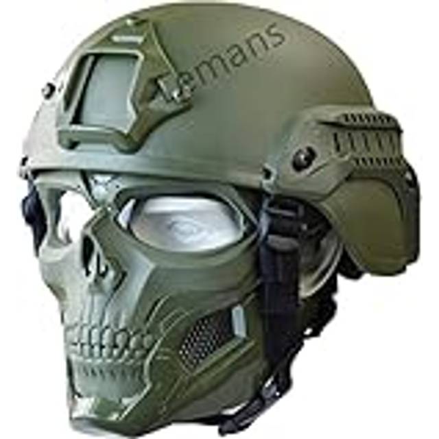 NC PJ Taktisk snabbt justerbar airsoft hjälm och mask full dödskalle mask lämplig för airsoft paintball, cosplay kostym fest skalle full mask
