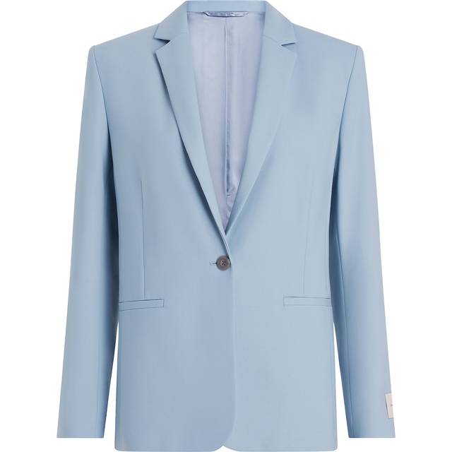 Wool Blend Stretch Blazer - Blue - 44