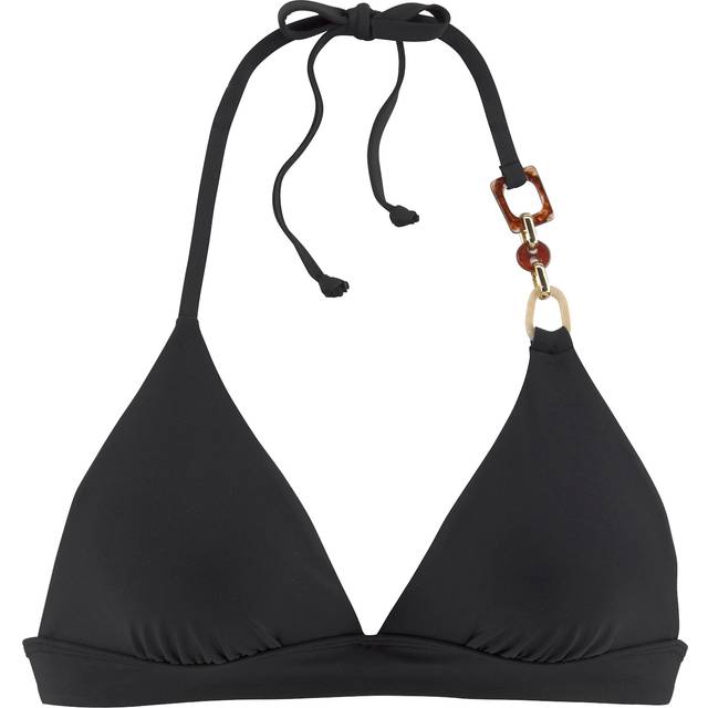 LASCANA Decorative Ring Triangle Bikini Top - Black