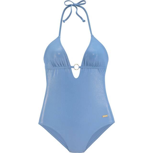 LASCANA Glossy Halterneck Swimsuit - Gold