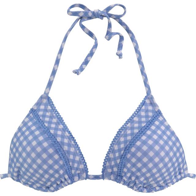 Buffalo Triangle Bikini Top - Light Blue Check