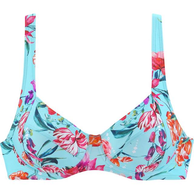 Sunseeker 'Modern' Floral Print Underwired Bikini Top - Light Blue