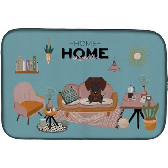Caroline's Treasures Chocolate Wire Haired Dachshund Sweet Home dish-drying-mats  14 x 21  Multicolor