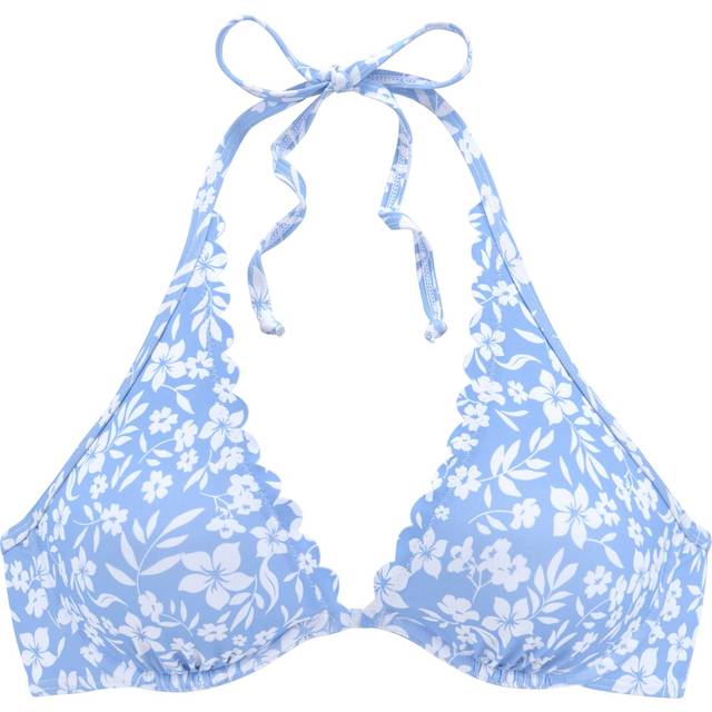 Vivance Floral Halterneck Underwired Bikini Top - Blue Floral