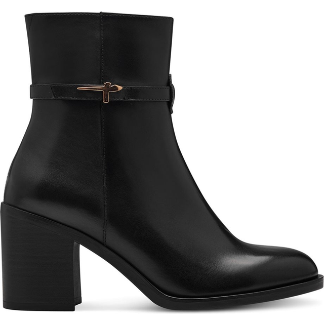 Tamaris - Svarta stövletter i skinn storlek 36 - Black (36)