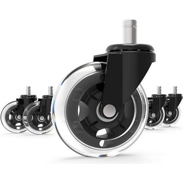 GBL Office Chair Castors - Set of 5 - Office Chair Wheels Replacement Rubber Chair Casters for Hardwood Floors and Carpet - Rollerblade Wheels for