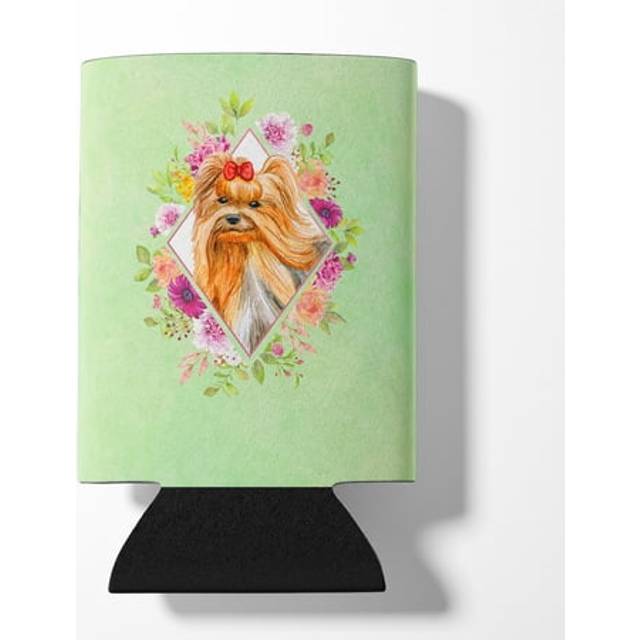"""""Caroline's Treasures CK4355CC Yorkshire Terrier #2 Green Flowers Can or Bottle Hugger cold-beverage-koozies  12 oz  Multicolor"""""