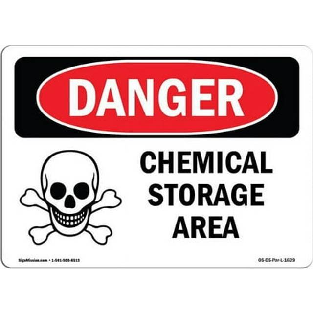 SignMission OS-DS-P-710-L-1629 OSHA Danger Sign - Chemical Storage Area