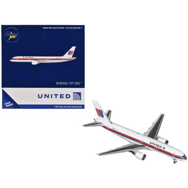 GeminiJets GJ1983 Boeing 757-200 Commercial Aircraft United Airlines N536UA White with Stripes 1 by 400 Diecast Model Airplane