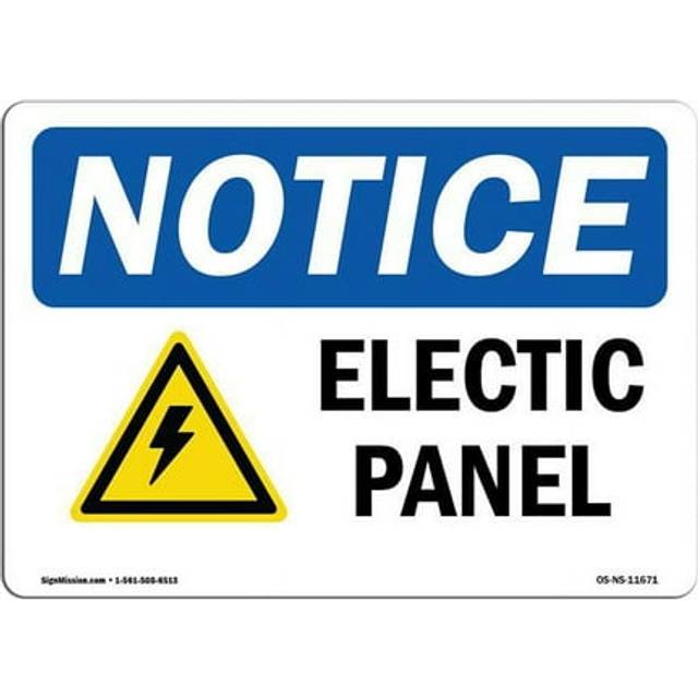 SignMission OS-NS-D-35-L-11671 OSHA Notice Sign - Electrical Panel Sign with Symbol