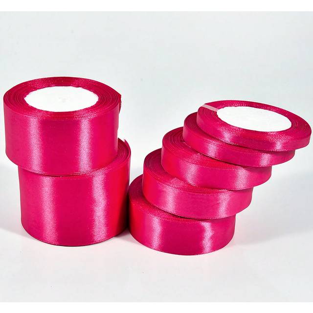 SHEIN 1 Roll 22meters, Hot Pink Packaging Ribbon Bow, Color Ribbon, Polyester Satin Ribbon, Gift Box Silk Ribbon, Jacquard Woven Ribbon
